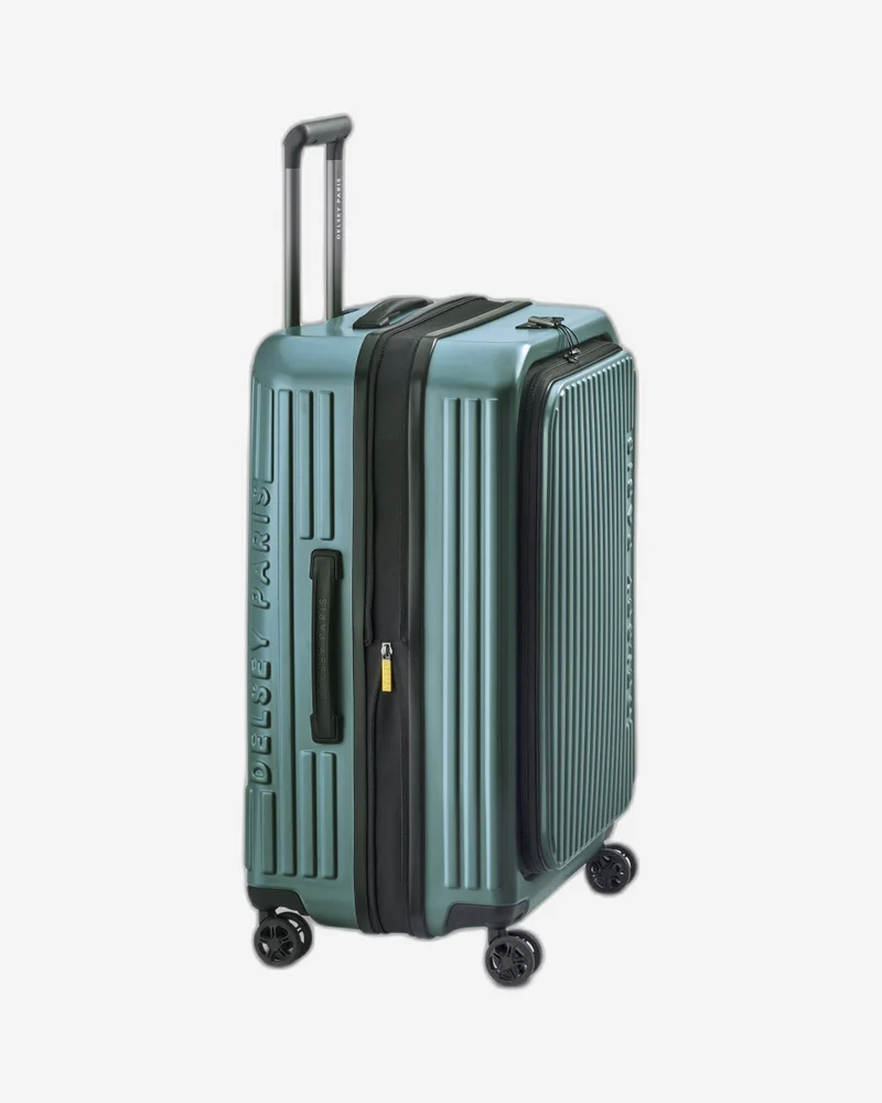DELSEY Paris  securitime front opening 65 cm 4 double wheeled expandable check-in luggage trolley case - deep green  | Best Price UAE
